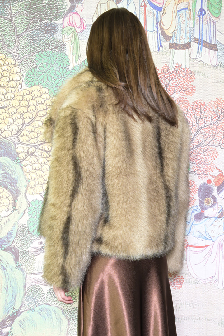 Heavy Wool Faux Fur Brown Jacket