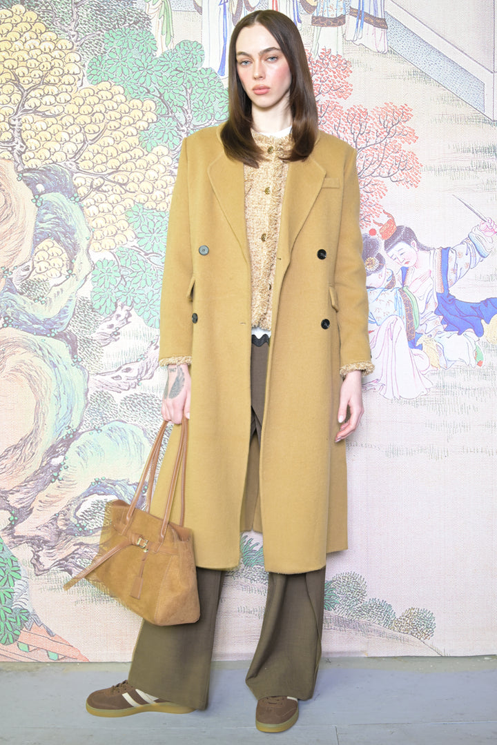 100% Merino Wool Camel Tailored Coat