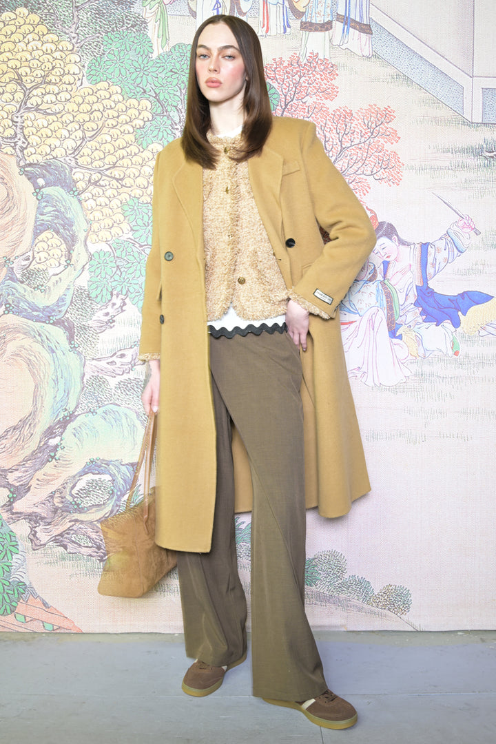 100% Merino Wool Camel Tailored Coat