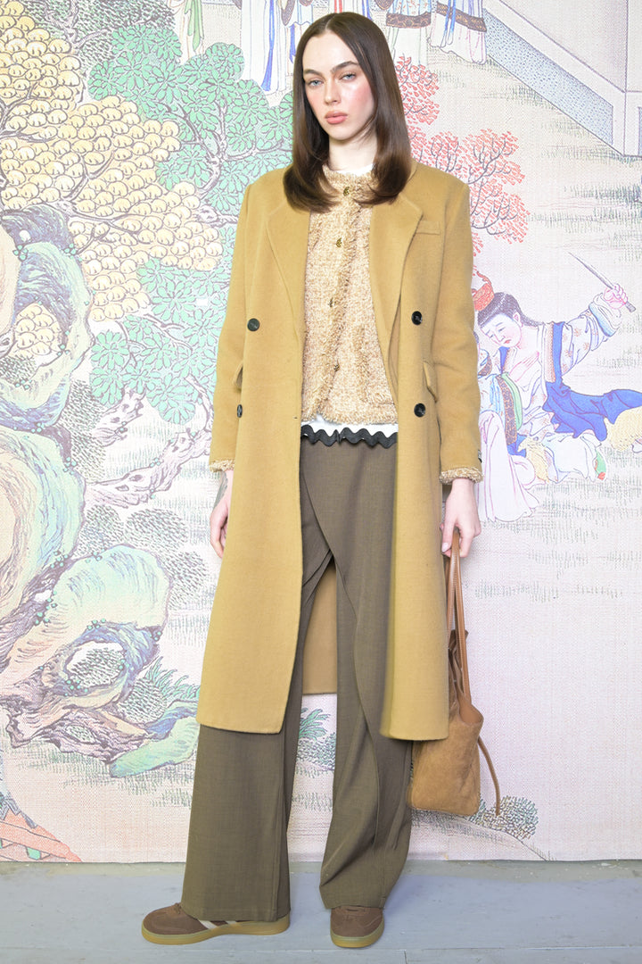 100% Merino Wool Camel Tailored Coat