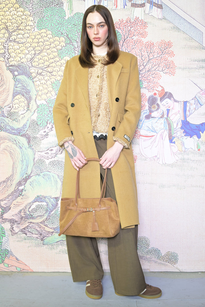 100% Merino Wool Camel Tailored Coat