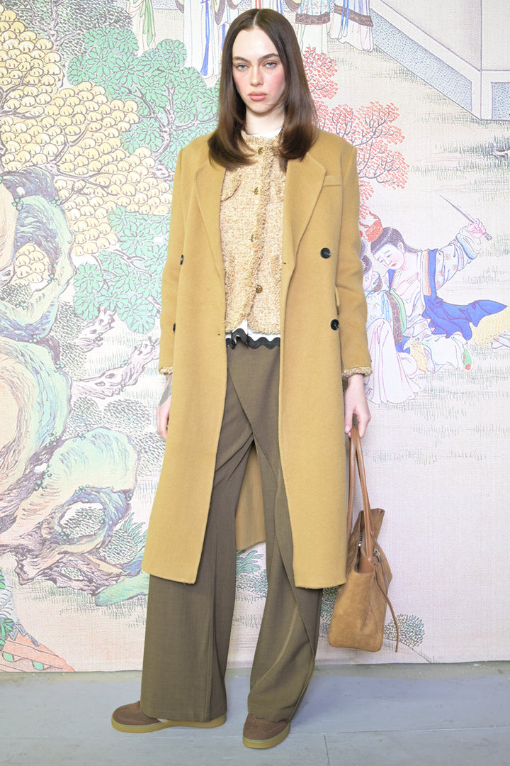 100% Merino Wool Camel Tailored Coat