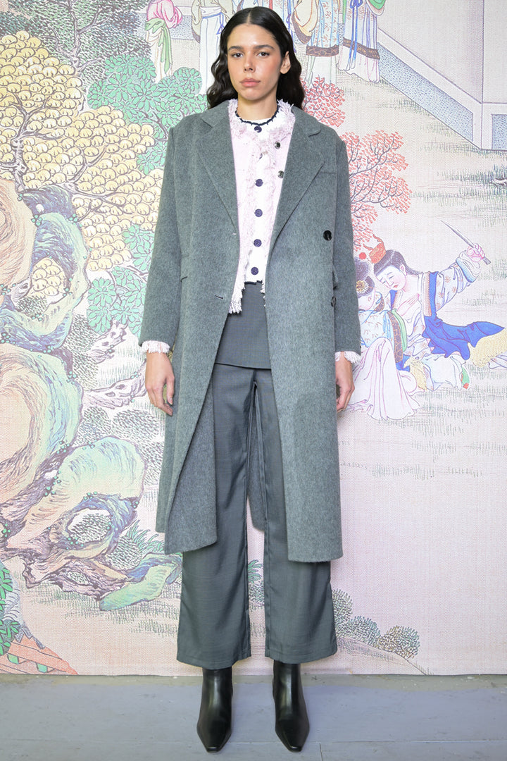 100% Merino Wool Grey Tailored Coat