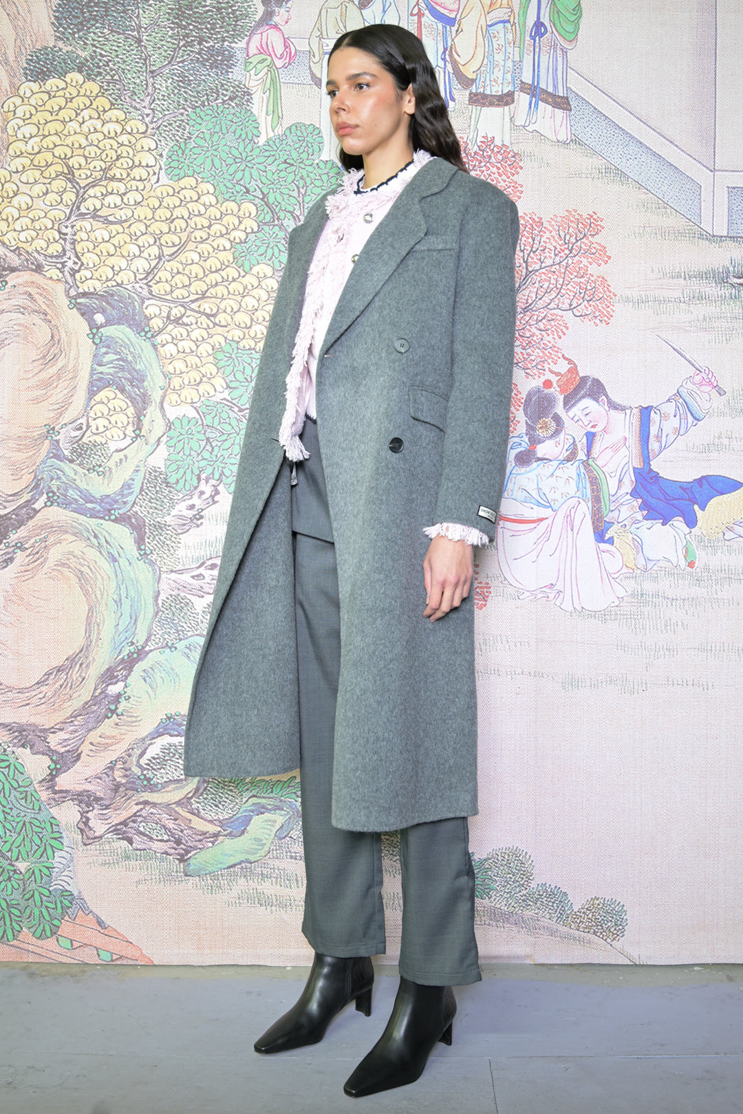 100% Merino Wool Grey Tailored Coat