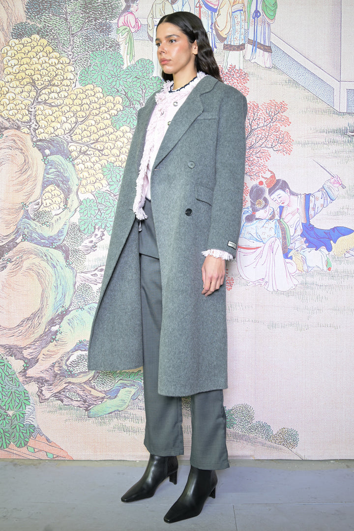 100% Merino Wool Grey Tailored Coat