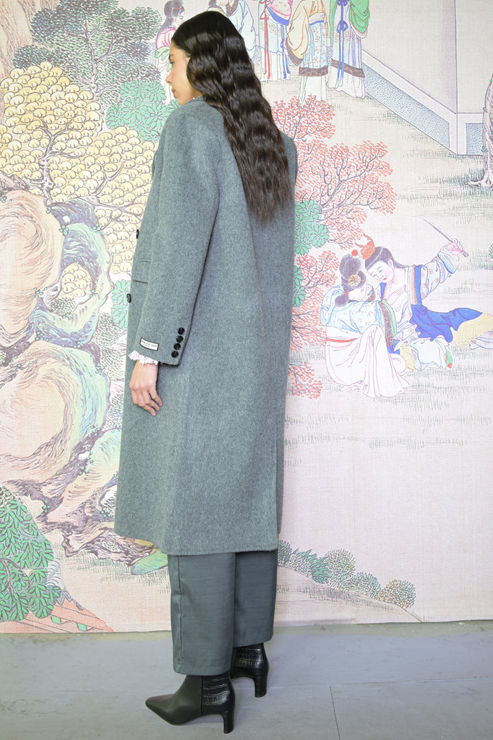 100% Merino Wool Grey Tailored Coat