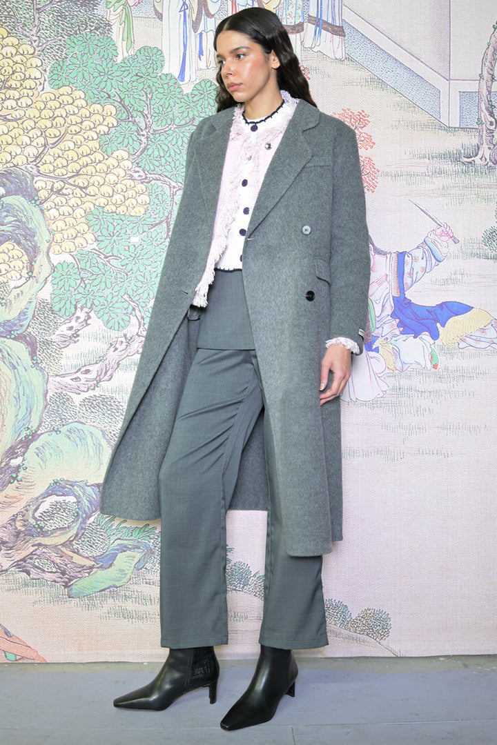 100% Merino Wool Grey Tailored Coat