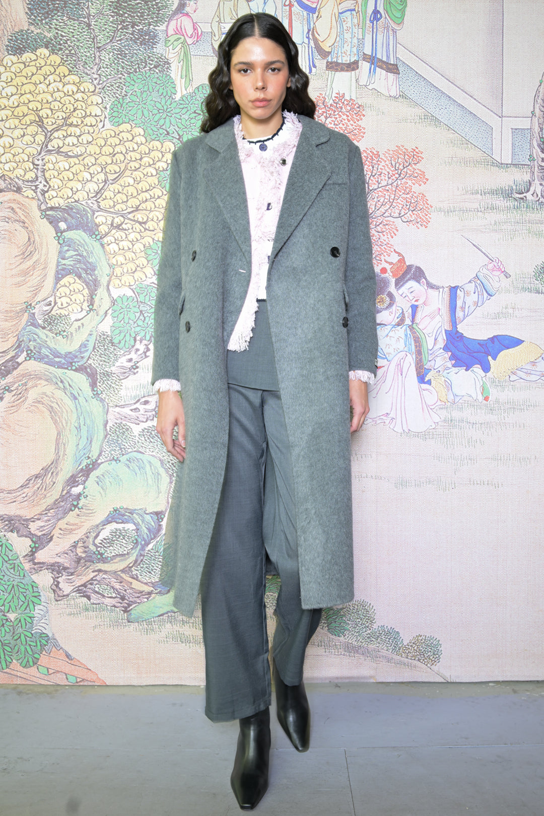 100% Merino Wool Grey Tailored Coat