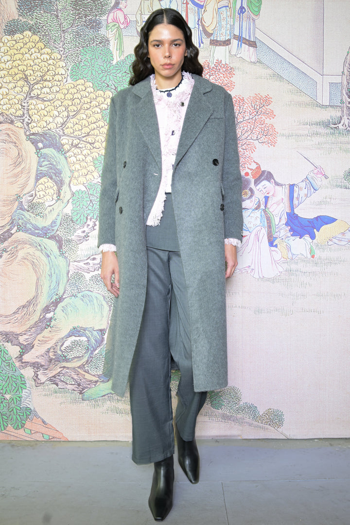 100% Merino Wool Grey Tailored Coat