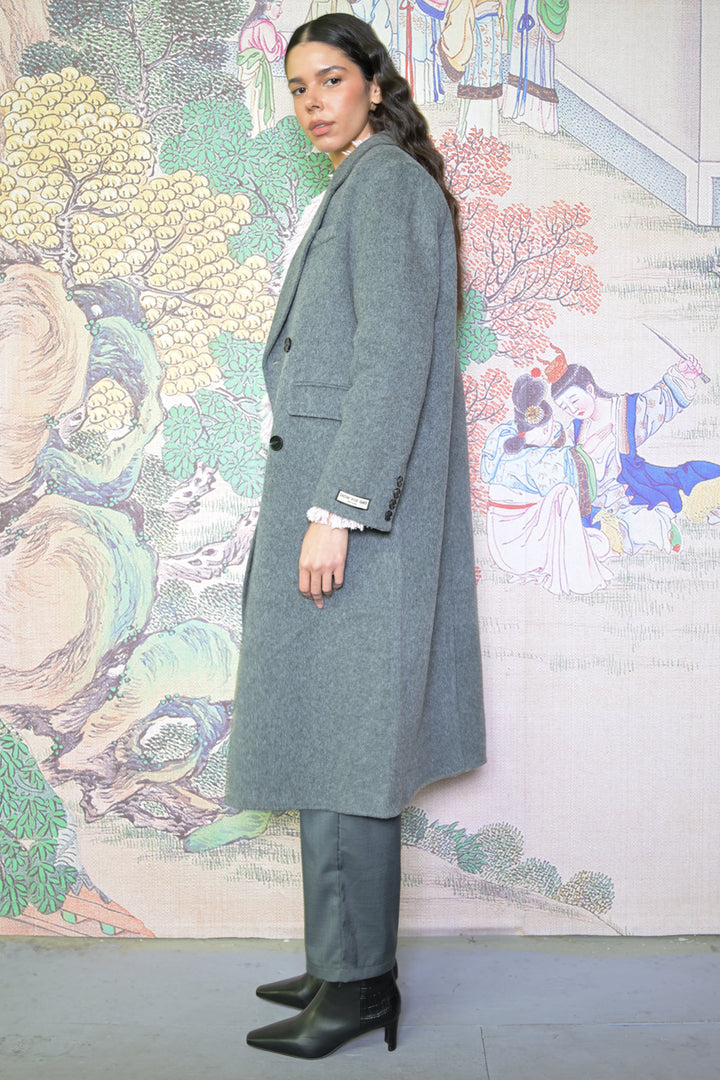 100% Merino Wool Grey Tailored Coat