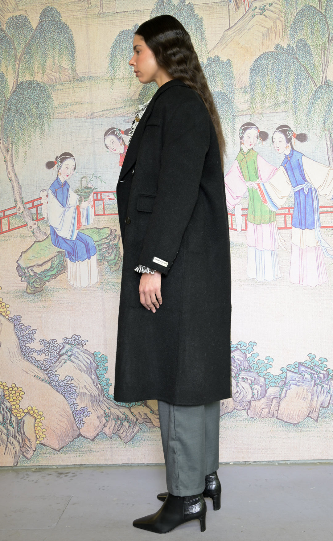 100% Merino Wool Black Tailored Coat