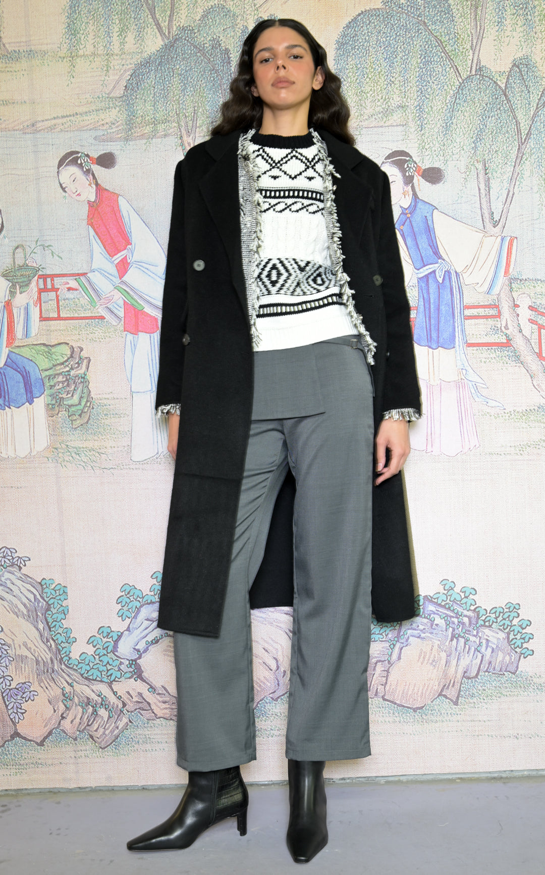 100% Merino Wool Black Tailored Coat