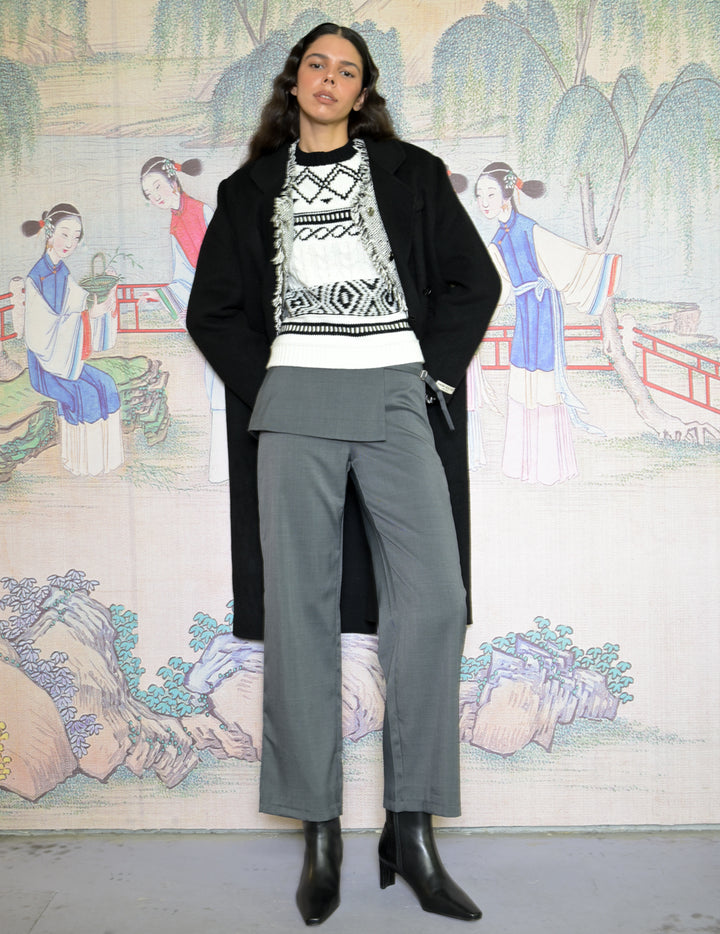 100% Merino Wool Black Tailored Coat