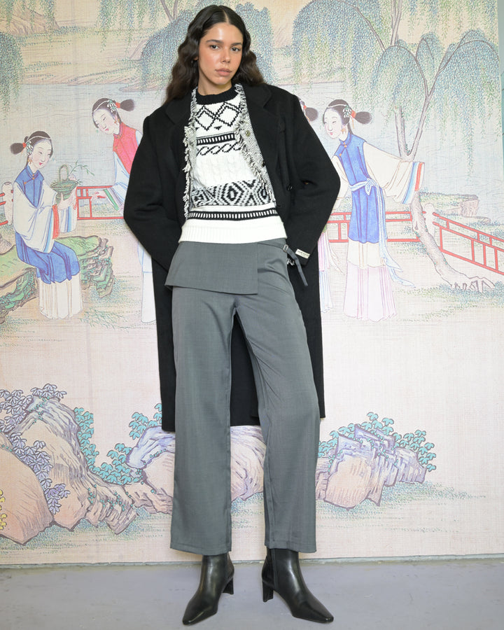 100% Merino Wool Black Tailored Coat