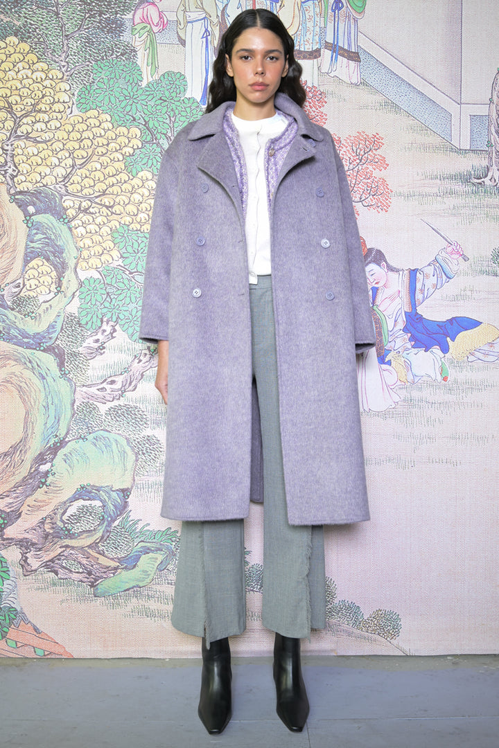 100% Merino Wool Lavender Drop Shoulder Coat