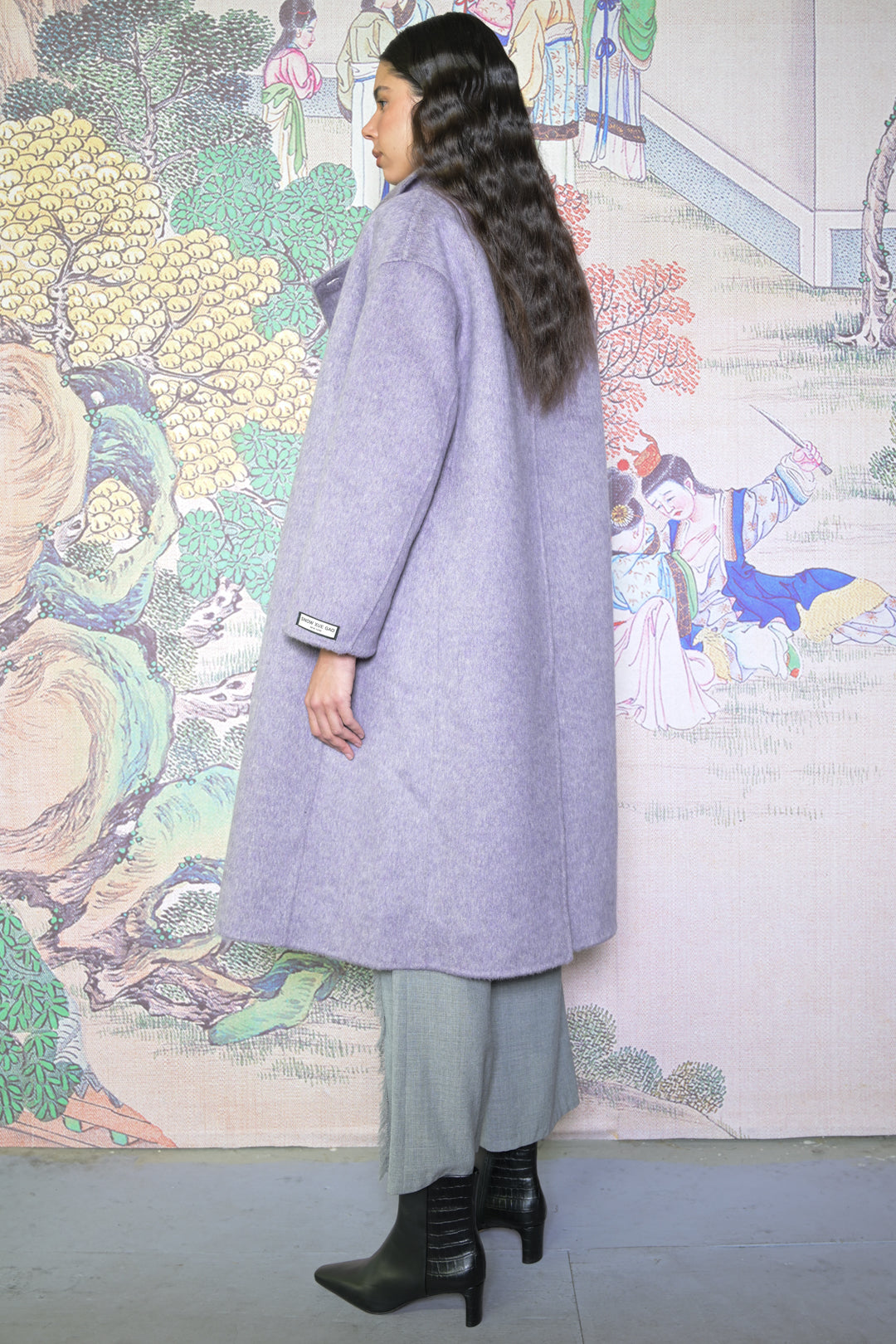 100% Merino Wool Lavender Drop Shoulder Coat