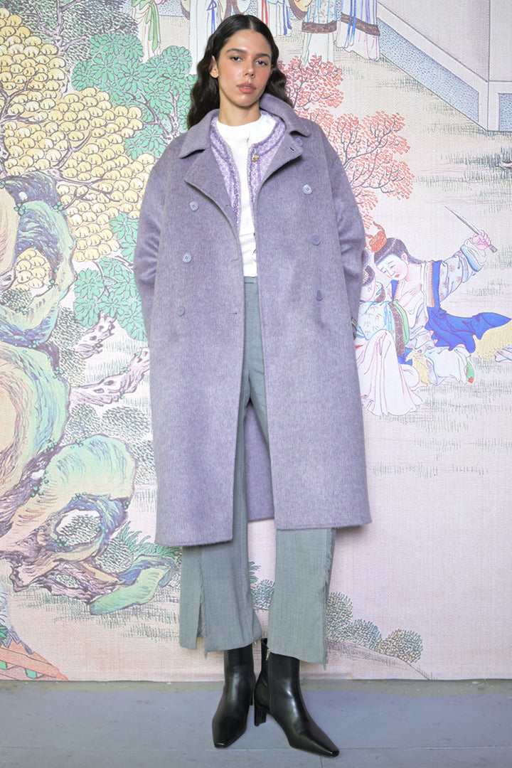 100% Merino Wool Lavender Drop Shoulder Coat