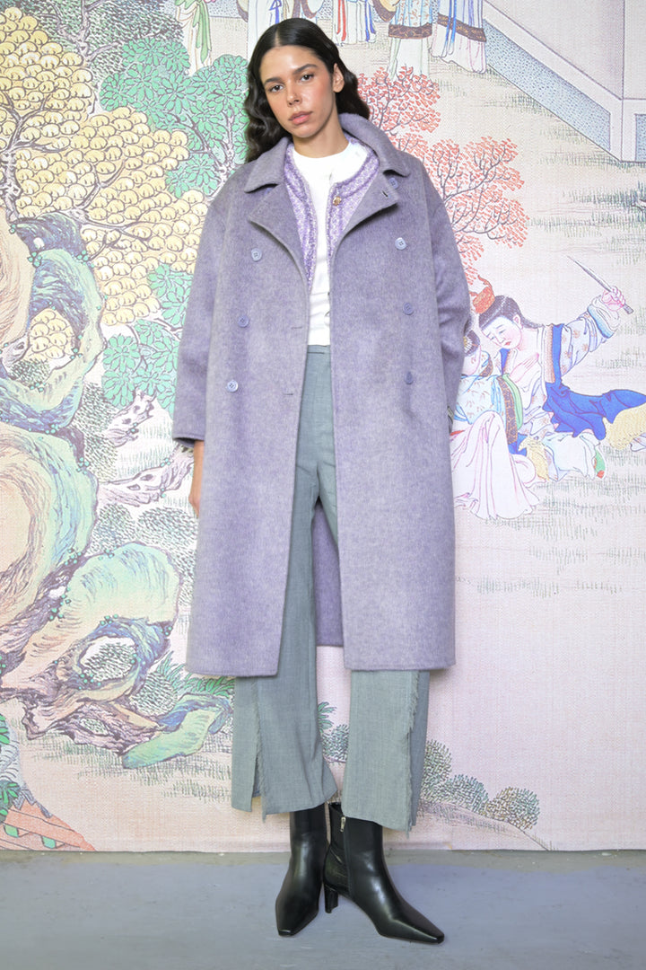 100% Merino Wool Lavender Drop Shoulder Coat