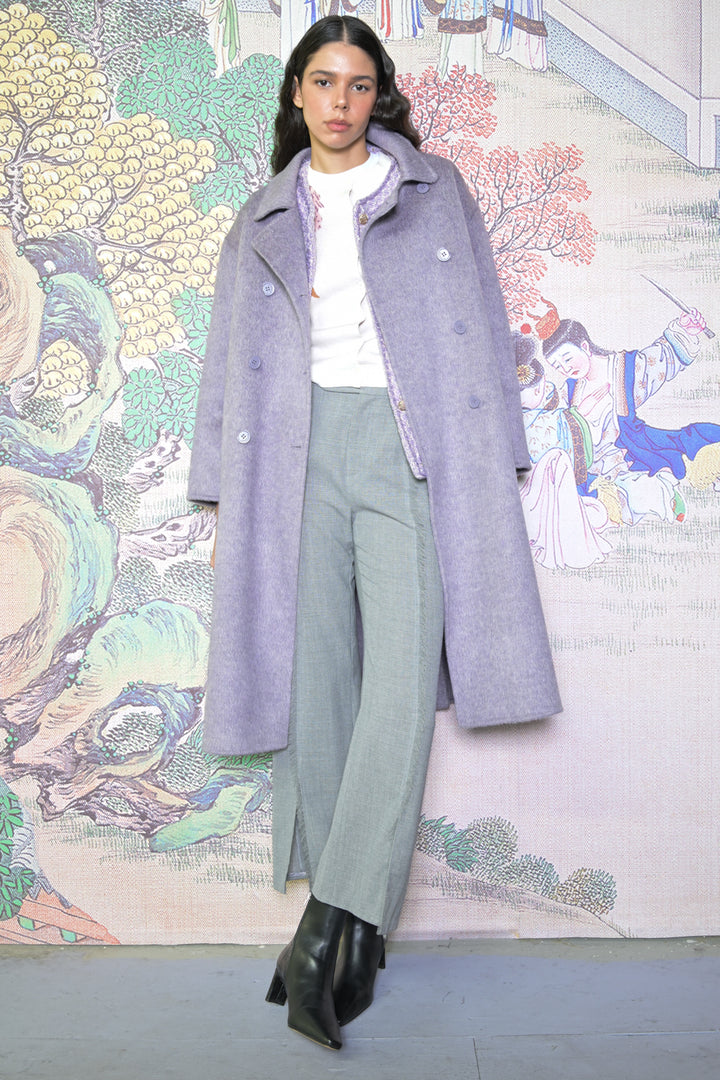 100% Merino Wool Lavender Drop Shoulder Coat