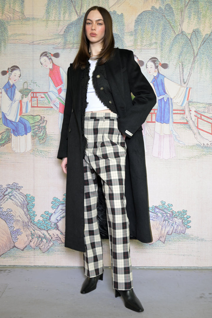 100% Merino Wool Black Structured Long Coat