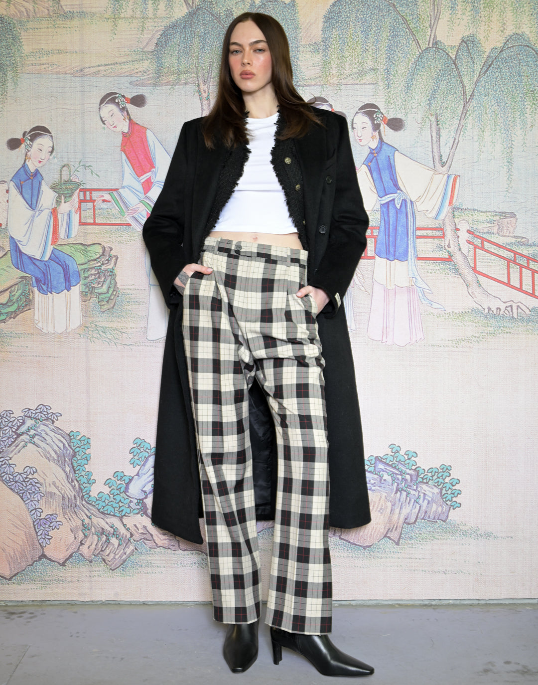 100% Merino Wool Black Structured Long Coat