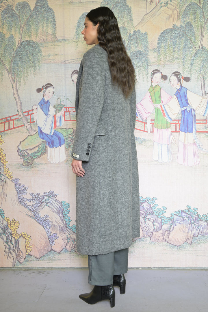 100% Merino Wool Grey Structured Long Coat
