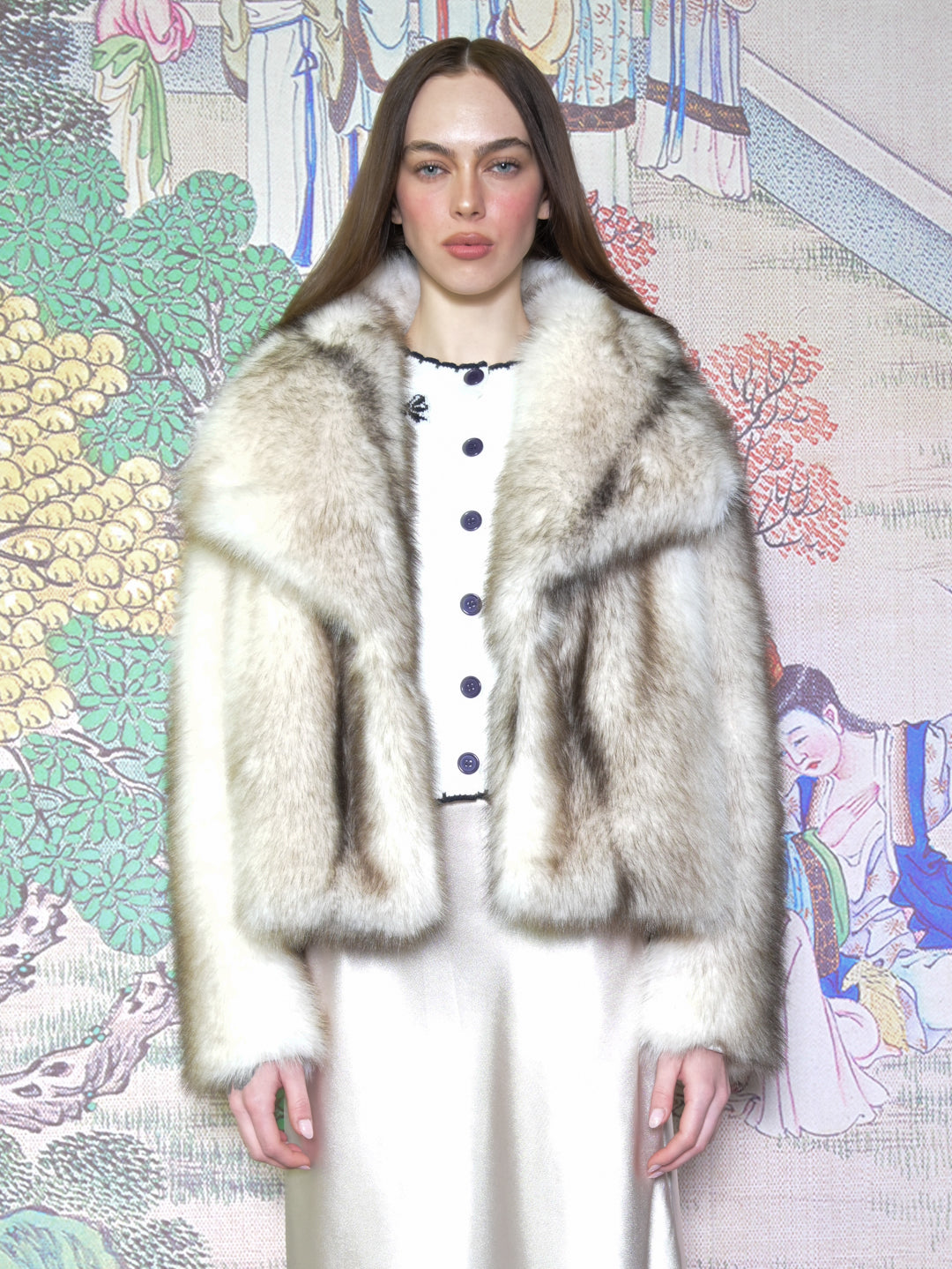 Heavy Wool Faux Fur White Jacket