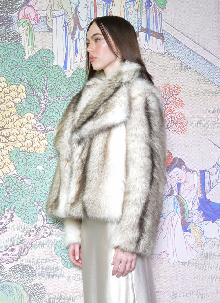 Heavy Wool Faux Fur White Jacket