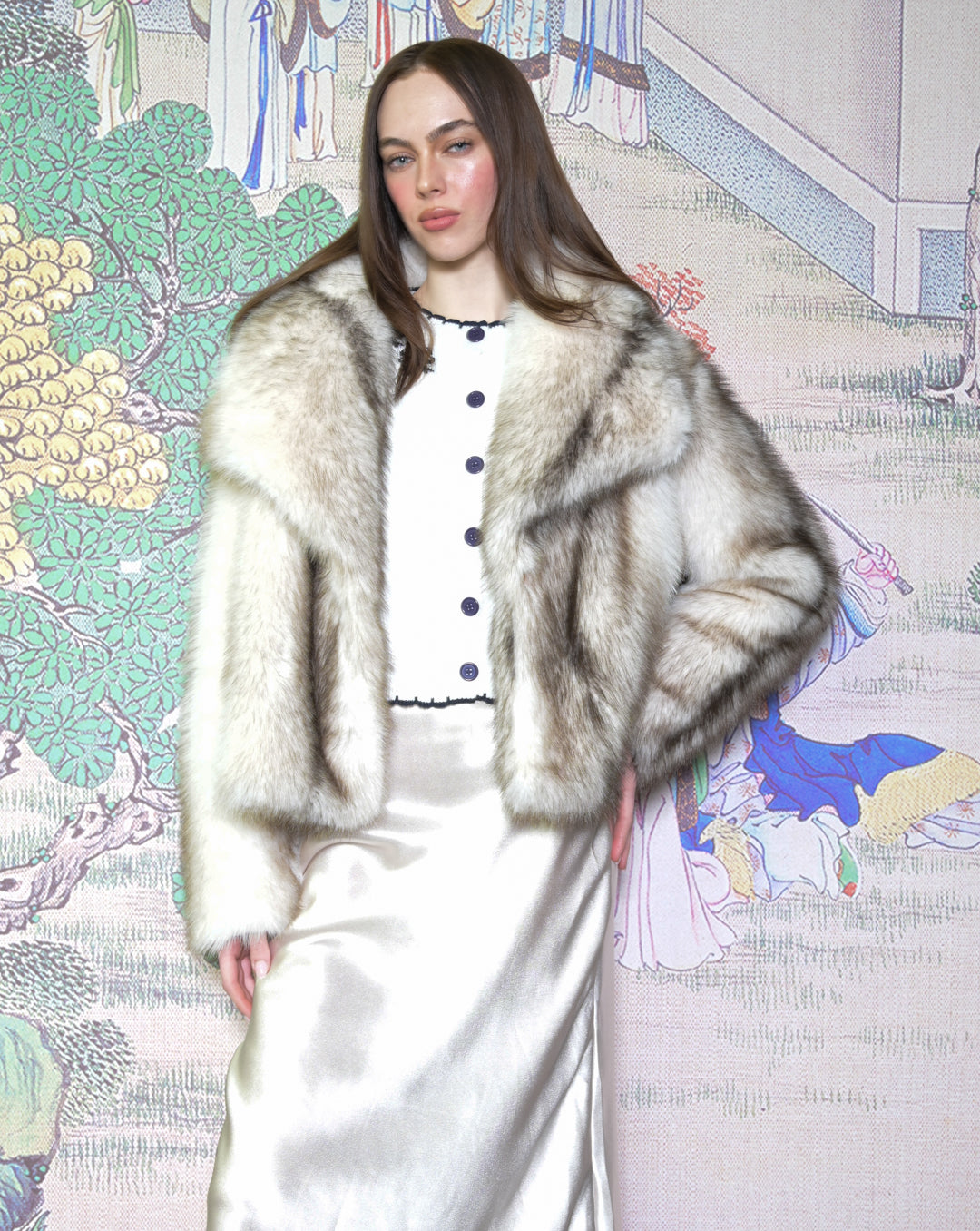Heavy Wool Faux Fur White Jacket
