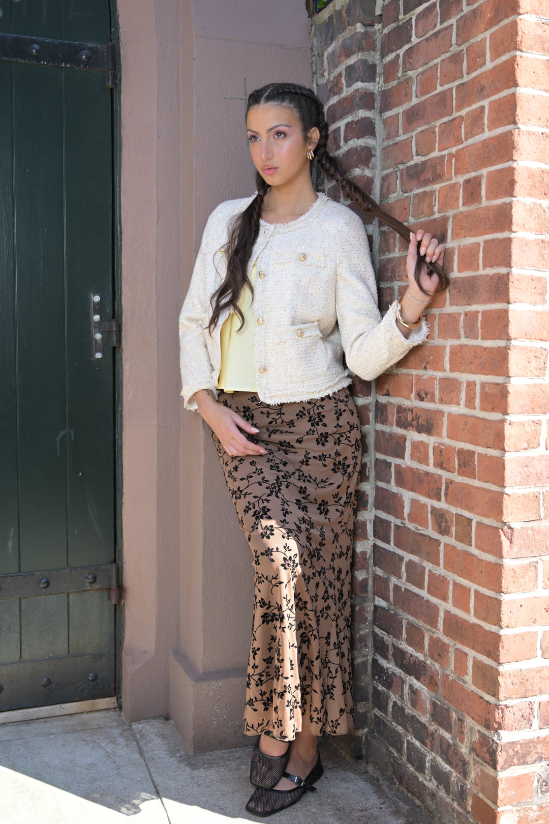 Cream Sequin Wool Blazer