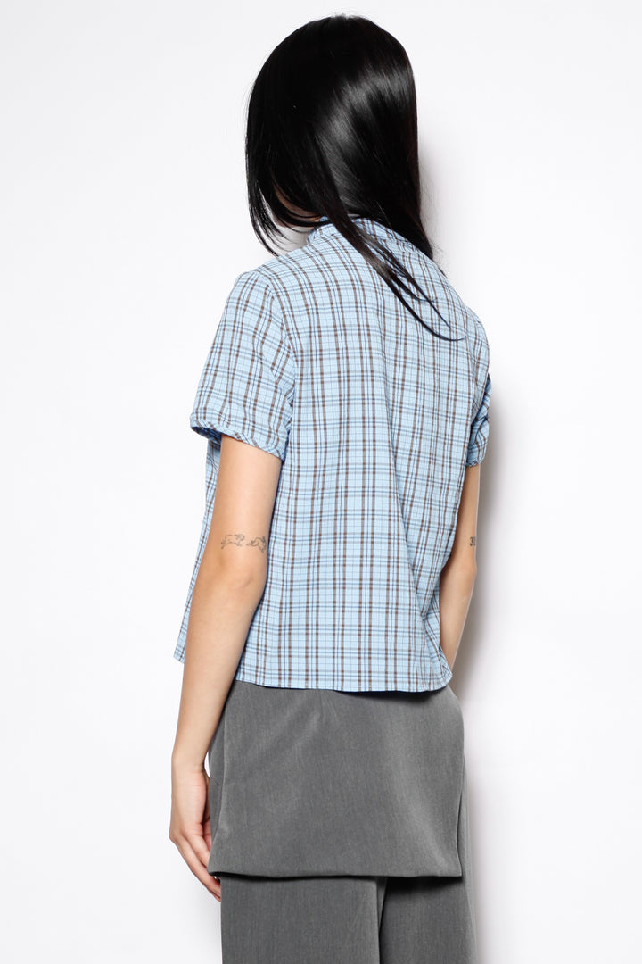 Cotton Blue Poplin Qipao Style Top