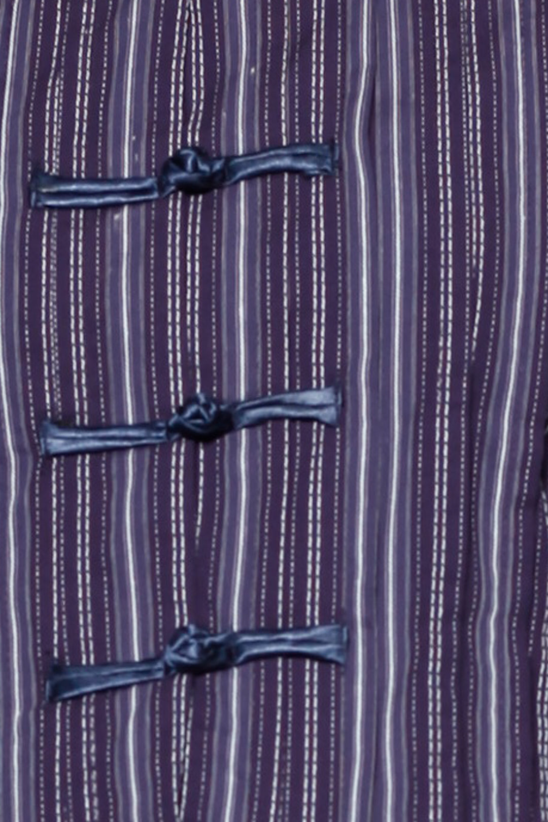 Navy Stripe Cotton Frog Closure Shirt