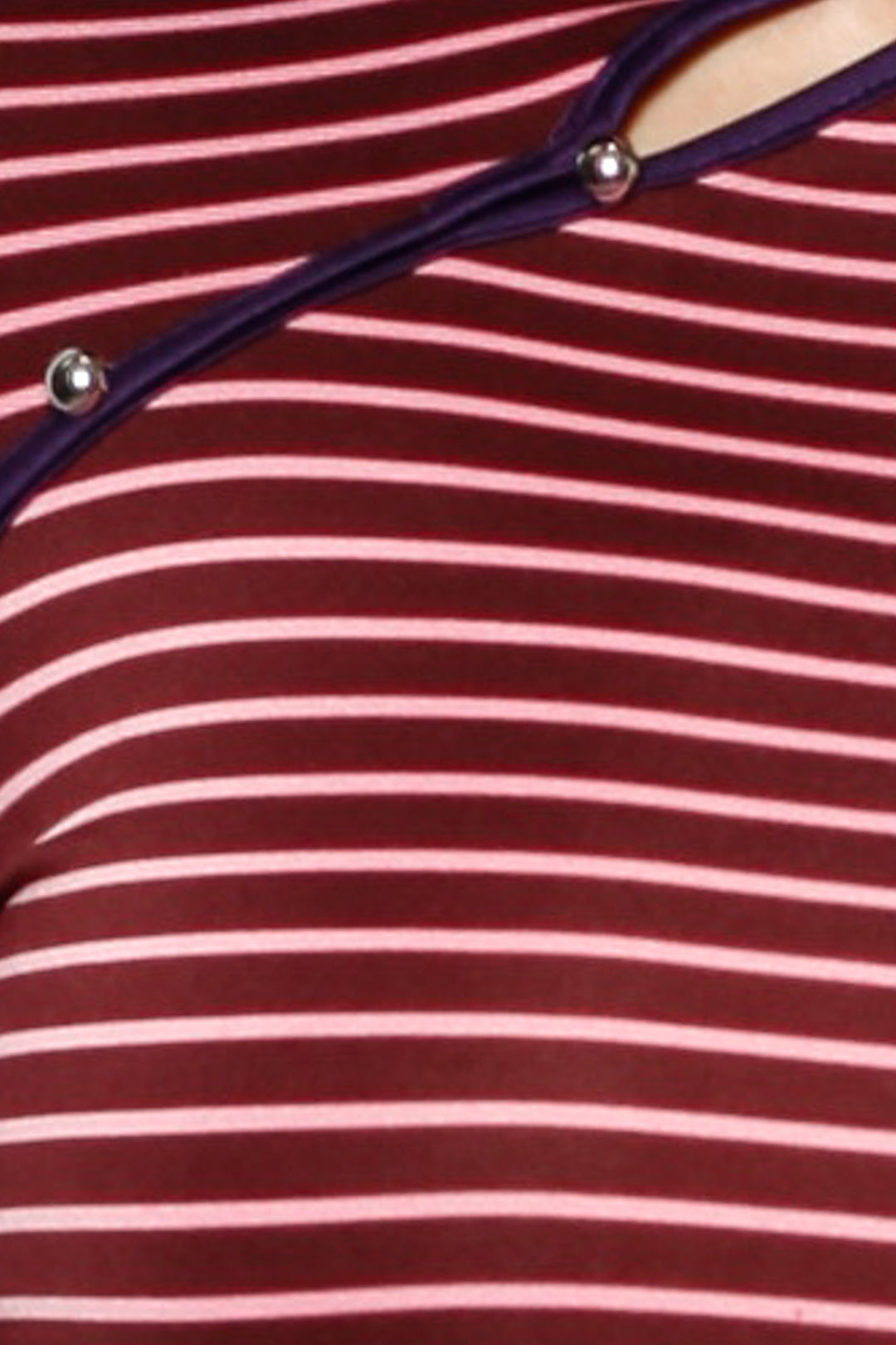 Cotton Jersey Burgundy Stripe Qipao Top