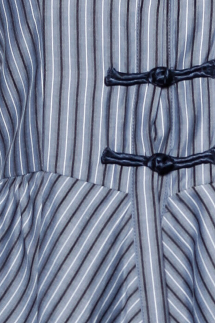 Cotton Blue Stripe Peplum Shirt