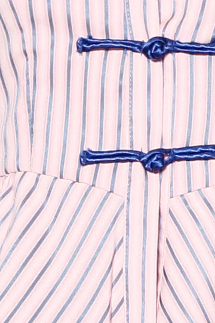 Cotton Pink Stripe Peplum Shirt