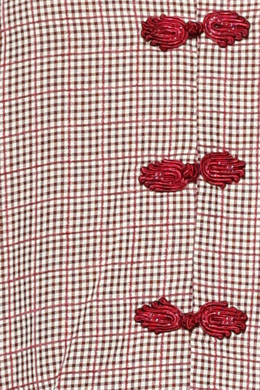 Cotton Red Check Frog Closure Top