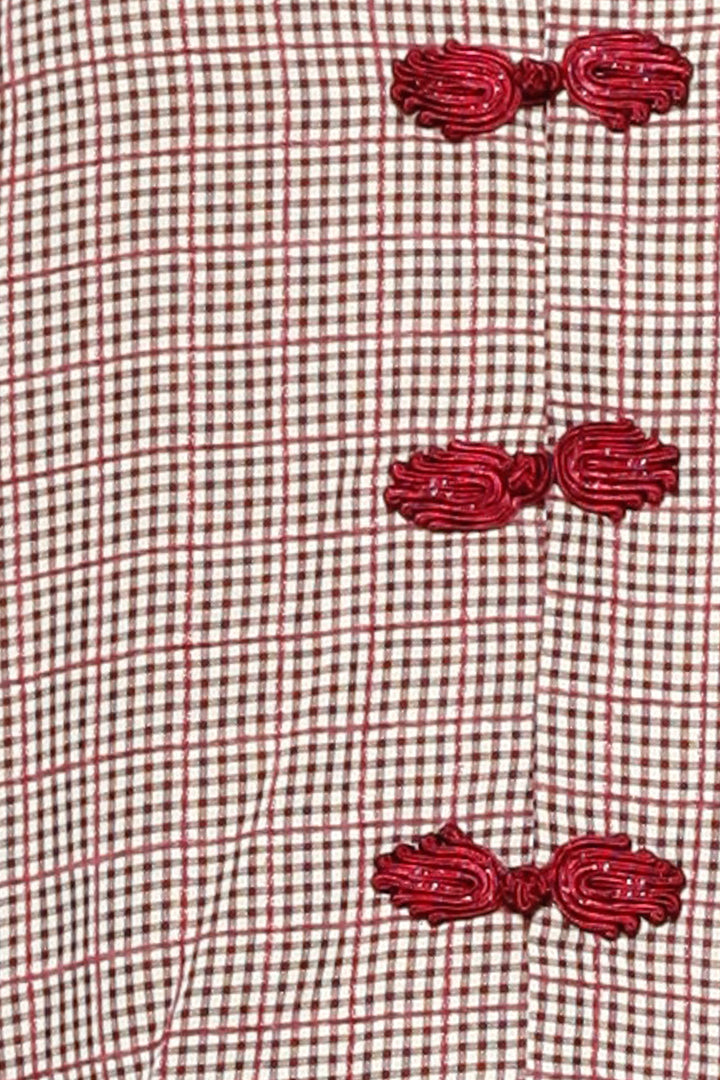 Cotton Red Check Frog Closure Top