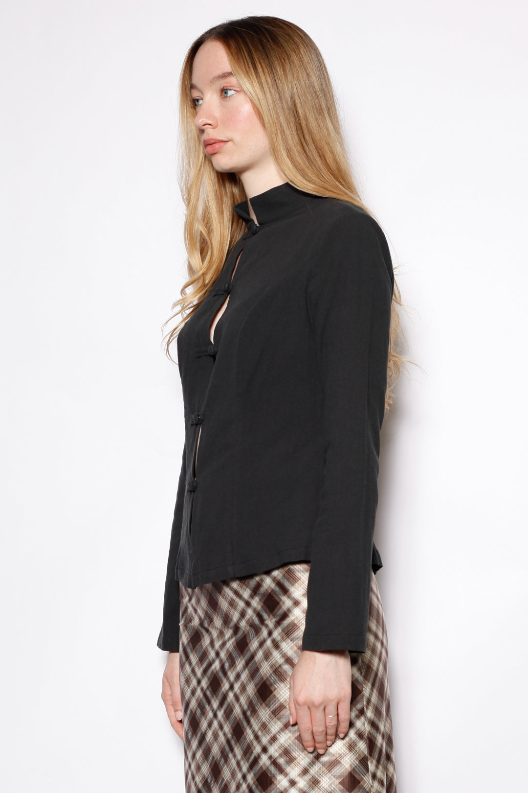 Cotton Black Frog Closure Shirt