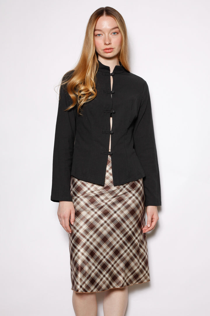 Cotton Black Frog Closure Shirt