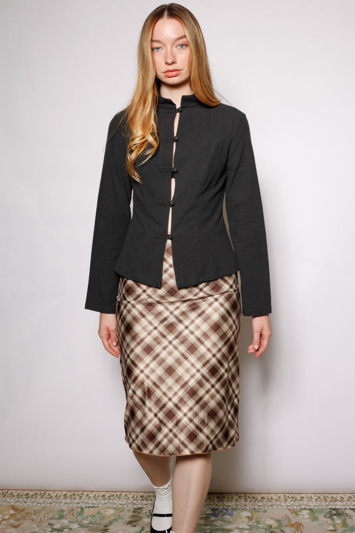 Cotton Black Frog Closure Shirt