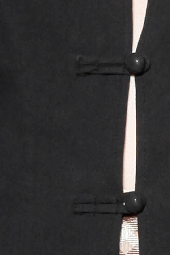 Cotton Black Frog Closure Shirt