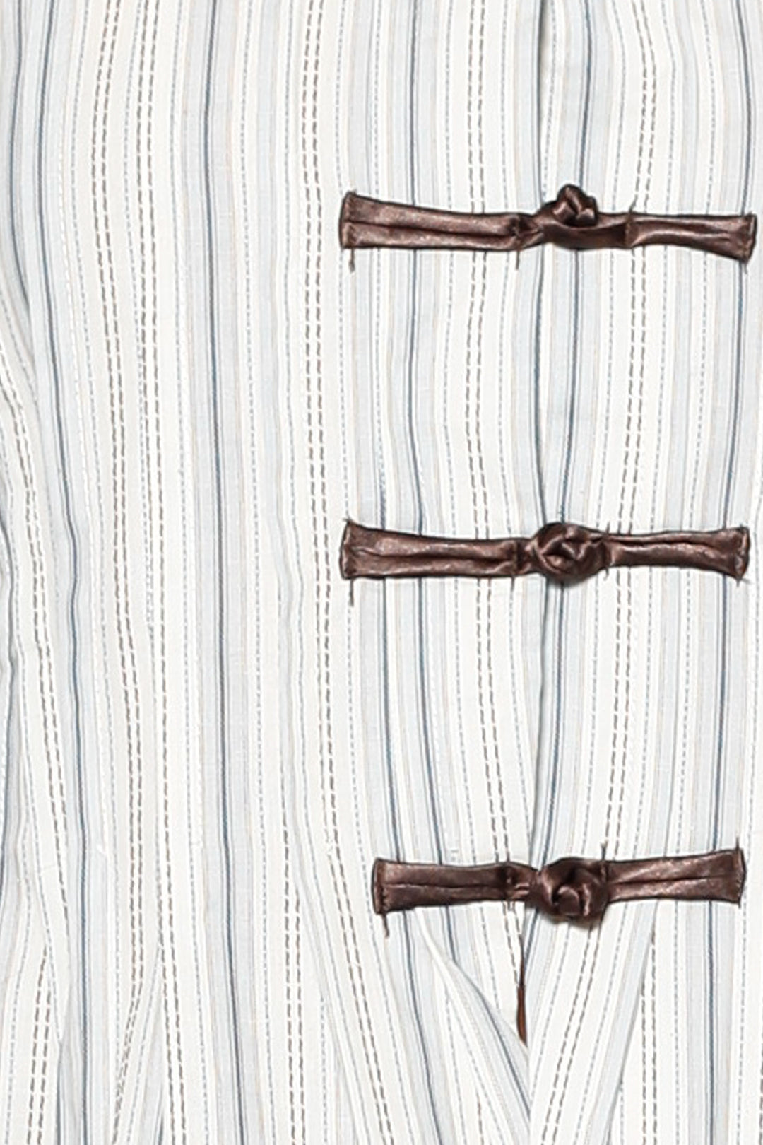 Cotton Ivory Stripe Frog Closure Shirt