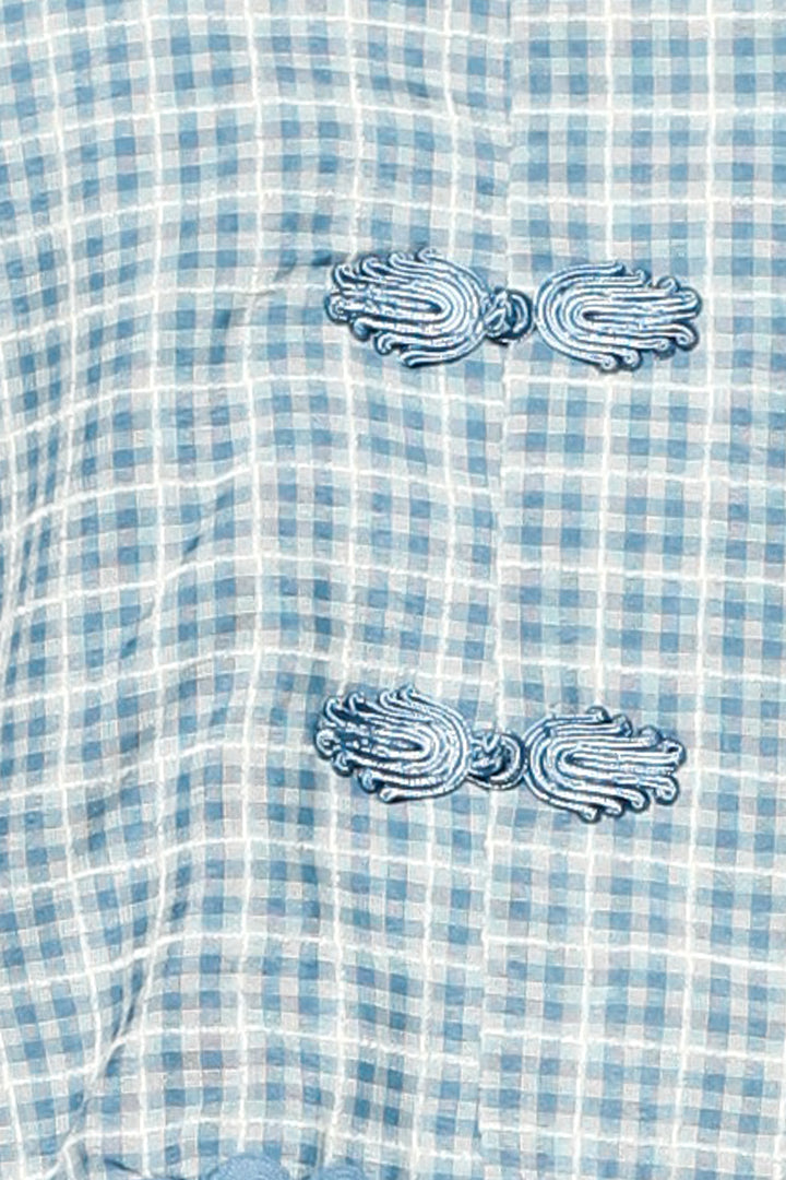 Cotton Blue Check Frog Closure Top