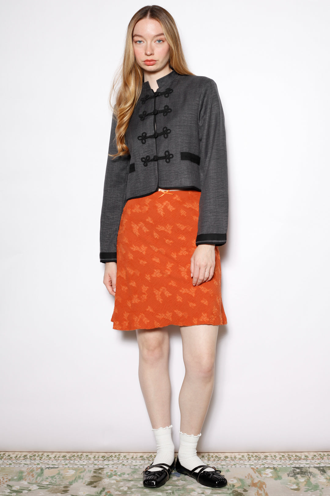 Wool Charcoal Frog Closure Jacket