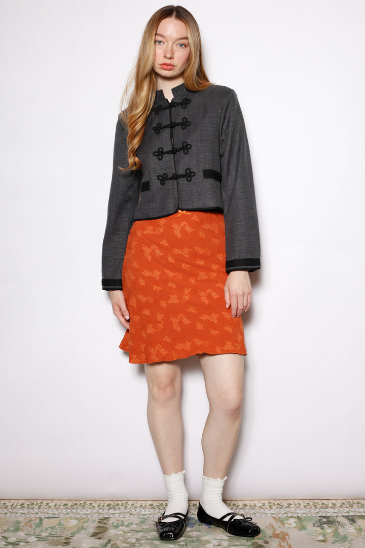 Wool Charcoal Frog Closure Jacket
