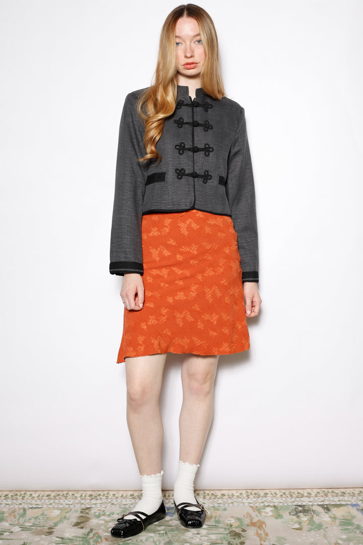 Wool Charcoal Frog Closure Jacket