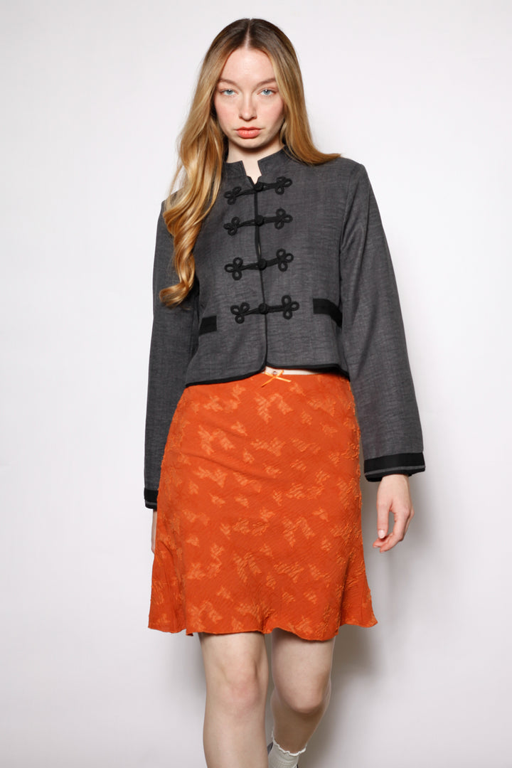 Wool Charcoal Frog Closure Jacket