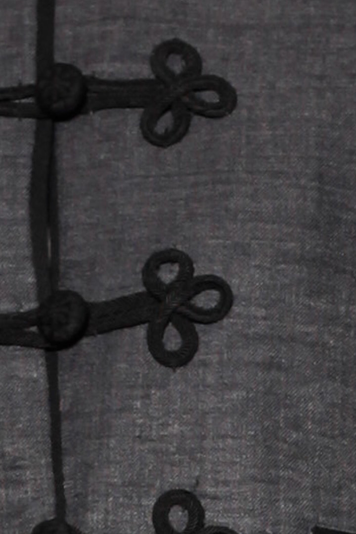 Wool Charcoal Frog Closure Jacket