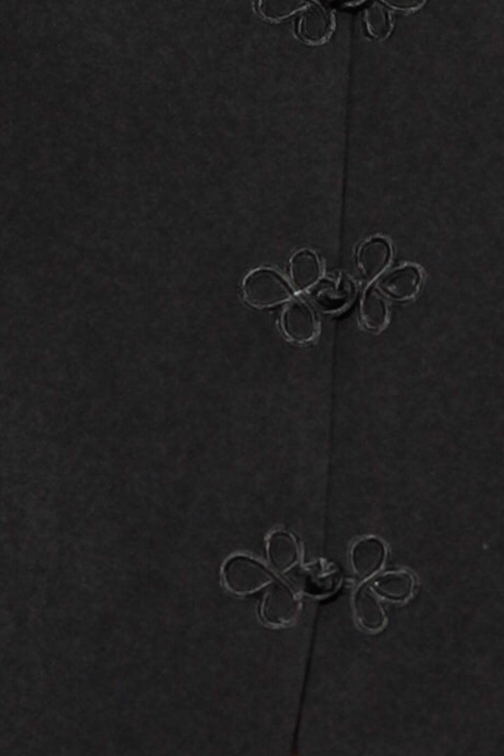 Wool Black Frog Closure Jacket