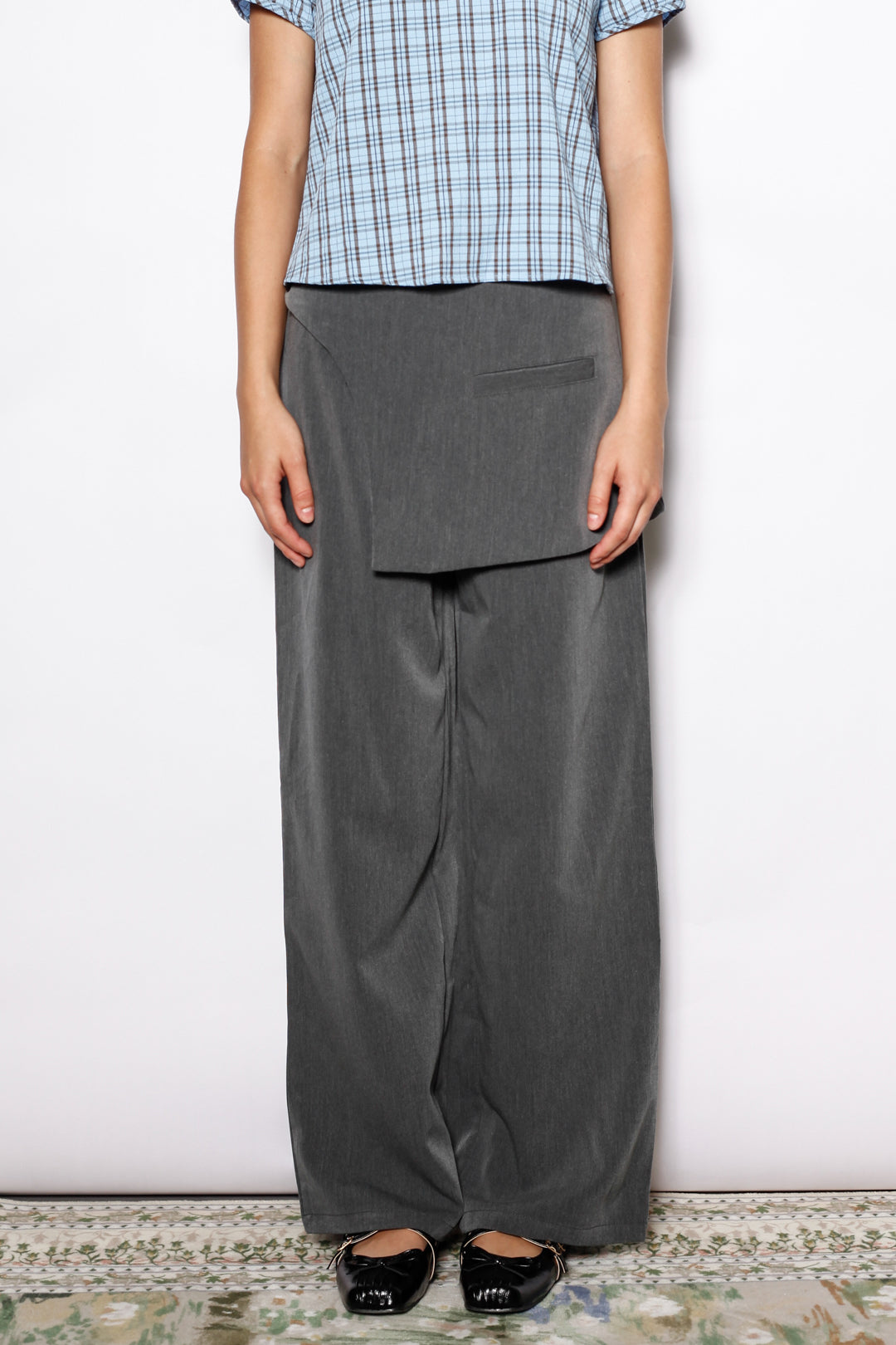 Wool Gray Skirt Wide Leg Pants